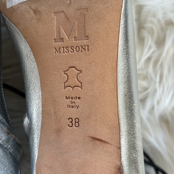 Missoni Leather Metalic Silver Lace-Up Booties 38 - Picture 9 of 14